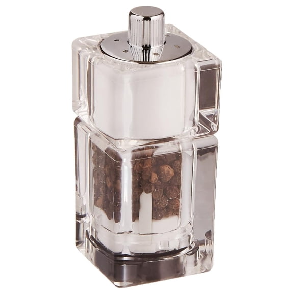 3.5 Inch Cubic Pepper Mill and Salt Shaker Combo Clear