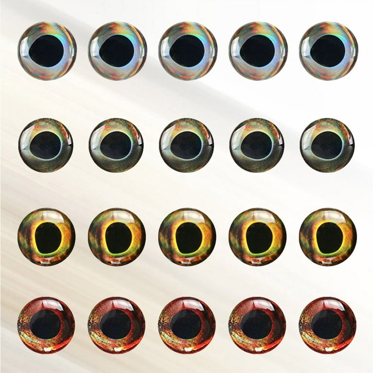 20Pcs 4D Fishing Lure Eyes Artificial Holographic Lure Eyes DIY Fly Fishing  Lures Fly Tying Materials (Random Color 4mm 0.16inch)