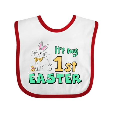 

Inktastic It s My 1st Easter with Cute Chick and Bunny Gift Baby Boy or Baby Girl Bib