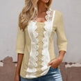 thumbnail image 4 of T Shirts for Women 2025 Short Sleeve Lace Eyelet Dressy Casual Cute Tshirt Blouse Tops Womens T Shirts, 4 of 6