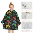 thumbnail image 6 of Colorful Controllers Games Icons Black Pattern Blanket Hoodies for Kids 6-13YR Oversize Wearable Blanket Hoodies for Boys Girls Teens, 6 of 7
