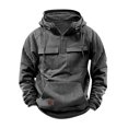 thumbnail image 4 of Efsteb Boys Sweatshirts Comfy Half Zip Hooded Sweatshirt Drawstring Long Sleeve Tops Cute Tops Solid Color Loose Fashion Casual Pullover (Dark Gray,7 Years), 4 of 7