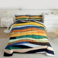 thumbnail image 2 of Homewish Geometric Stripes Lines 3 Pieces Queen Comforter Set for Female Men Teens,Retro Vintage Aesthetic Ultra Soft Bedding Sets,Minimalist Abstract Art Bedding Comforter Set, 2 of 8