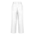 thumbnail image 4 of Summer Pants for Women Daily Elastic Waist Workout Trousers Solid Long Pants Loose Casual Pockets Trousers Casual Petite for Women Work Wind Girls Yoga Womens Lined White S, 4 of 5