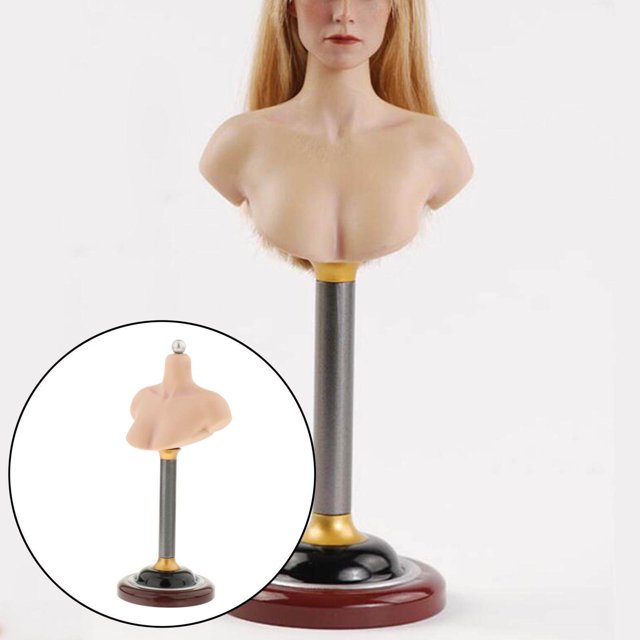pitrice 1/6 Male Female Bust Stand Half Bust Base Stand Platform PVC Model for Wigs Female C