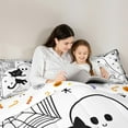 thumbnail image 4 of Feelyou Funny Halloween Ghost Twin Bedding Sets 7-Piece, Gothic Spider Web Bedding Comforter Set, Teens Boys Girls Kids Reversible Sheet Sets, Ultra Soft Home Decor, 4 of 7