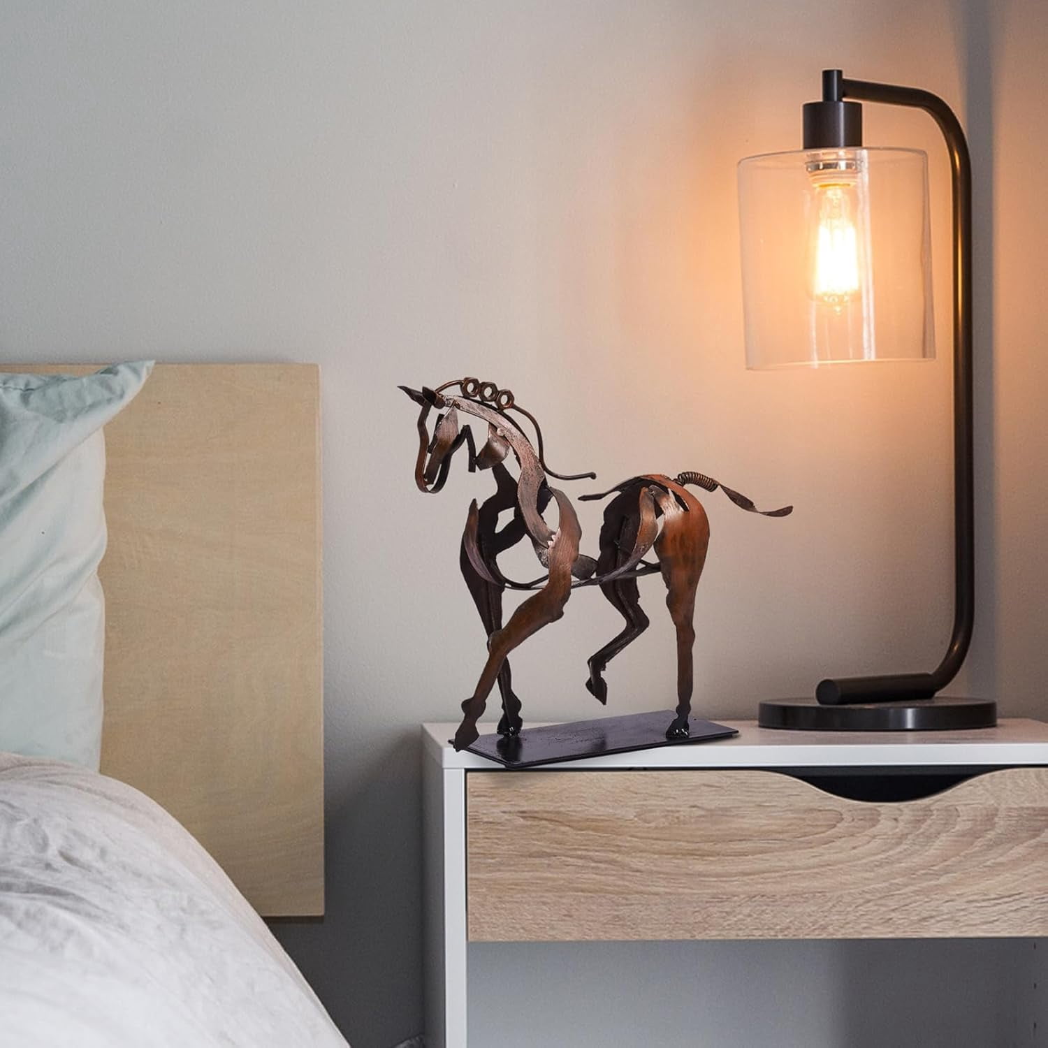 Handcrafted Horse Sculpture - Rustic Brown Metal Statue - Hand-Painted Home and Office Decor - Unique Gift for Equestrian Lovers