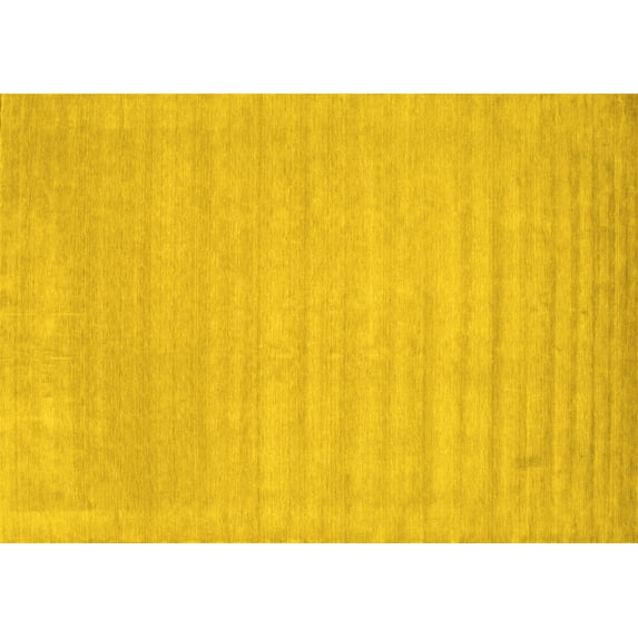 Ahgly Company Machine Washable Indoor Rectangle Solid Yellow Modern Area Rugs, 5' x 8'