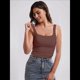 thumbnail image 4 of Camisetas Sin Mangas con Doble Forro para Mujer, Estilo Y2K, para Salir, Ajustadas, Sin Mangas, con Cuello Cuadrado, para Verano. Marrón XL, 4 of 10