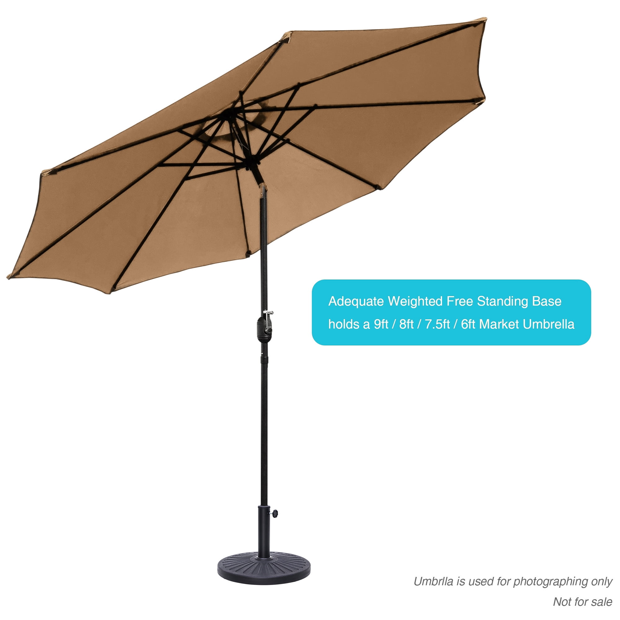 Abble 26.5 lbs Outdoor Patio Market Umbrella Base, Patio Umbrella Stand for Yard Garden Poolside in Black