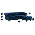 thumbnail image 5 of Maklaine Contemporary 2pc Velvet Reversible Sectional in Navy, 5 of 8