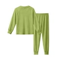 thumbnail image 4 of SERTG Girls Solid Color Long Sleeve Top and Pants Set Round Neck Homewear Spring Fall Comfortable Two-Piece Outfit for Kids(Green,9-10 Years), 4 of 8