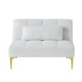thumbnail image 6 of Convertible Single Sofa Bed with Gold Metal Legs,  Soft Teddy Small Sofa Bed, Wide Sleeper Sofa/Loveseat, Modern Convertible Couch for Living Room (White), 6 of 9