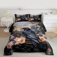 thumbnail image 2 of Homewish Colorful Flower Bedding Comforter Set,Happy Valentine'S Day Twin Comforter Sets,Black Crown Bedding Set For Men Women,Luxury Bedroom Decor Reversible,2 Pieces, 2 of 8