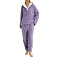 thumbnail image 3 of UVN Winter Pajamas for Women Fuzzy Loungewear Sets Ladies Fleece Long Sleeve Tops and Long Pants 2 Piece Sleepwear, 3 of 8