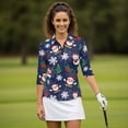 thumbnail image 4 of HUIACONG Athletic Polo Shirts with Christmas Print, Polyester Spandex Fabric Quick Dry Fashionable Women's 3/4 Sleeve Golf Top for Golf Tennis Outdoor Activities, 4 of 10