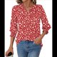 thumbnail image 2 of Blusas de Moda para Mujer 2025, Blusas Informales de Negocios con Mangas 3/4, Camisetas de Verano. Rojo XXL, 2 of 9