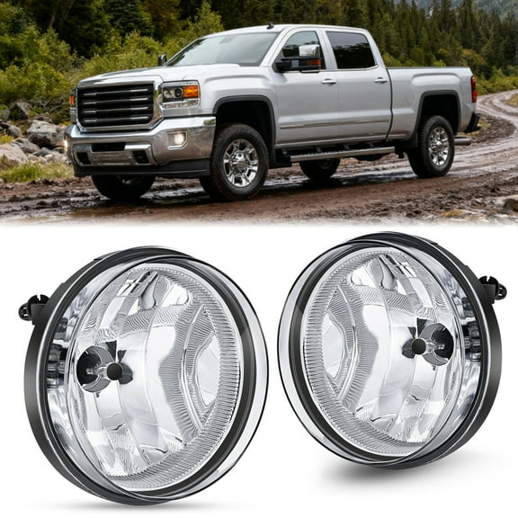 Nilight Fog Light Assembly Compatible with 2007 2008 2009 2010 2011 2012 2013 GMC Sierra 1500 2007-2014 Sierra 2500HD 3500HD Clear Lens Fog Lamps Replacement 880 12V 27W Bulbs