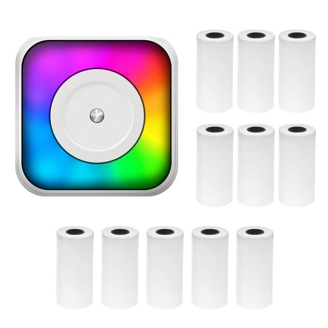 yeacher C31 Imprimante Thermique Sans Fil Compacte avec Lumière LED, Imprime des Étiquettes/notes/images/pages Web, Batterie Intégrée, Comprend 11 Rouleaux de Papier Thermique, Recharge USB-C, Blanc