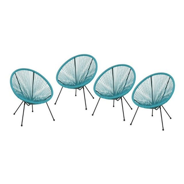 Noble House Chaise Tissée Hamac d'Extérieur Anson en Turquoise et Noir (Ensemble de 4)