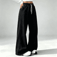 thumbnail image 4 of Akmaiox Wide Leg Sweatpants for Women, Plus Size Drawstring Waist Workout Joggers with Pockets, Casual Comfy Outdoor Hiking Pants, 4 of 7