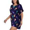 thumbnail image 2 of Bingfone Sea Jellyfish Print Pajamas Sets for Women Soft Short-Sleeved Pjs with Lounge Shorts Two Piece Sleepwear, 2 of 8