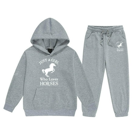 Tiijoy Little Girls Casual Active Outfits Hoodie Sweatpants Sweatsuit Sizes 6-7