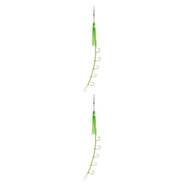 Naiovety 4 piezas de acero de alto carbono para peces, 5 anzuelos, señuelo profesional, accesorios de cebo para actividades al aire libre, verde luminoso Type2 NO2 Naiovety CBP234905