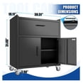 thumbnail image 2 of 2 Door Tool Cabinet, Rolling Garage Storage Locker with Drawer, Lockable Metal Tool Chest with Wheels, Heavy Duty Steel Cabinet for Workshop, H35.4" x W30.3" x D18", 2 of 7