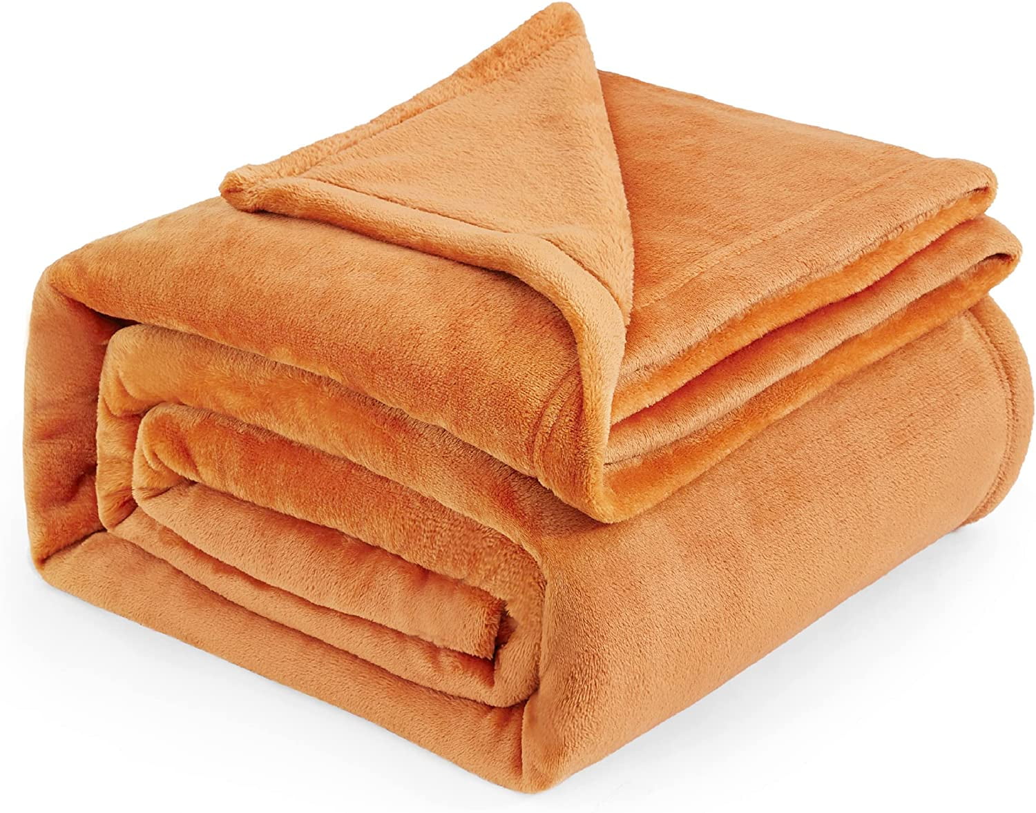 Bedsure Orange Fleece Blankets King Size Soft Lightweight Plush Cozy Fuzzy, 108X90 inches