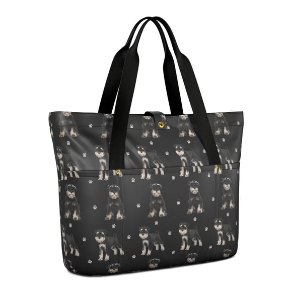 Tote Bag for Women - Schnauzer Dog Shoulder Bag - Large Utility Work Duffle Bag with Zipper Handbag for Travel, Work, Sprots