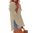 thumbnail image 4 of Yuyuzo Womens Hoodies 3/4 Sleeve Drawstring V Neck Loose Tunic Shirts Solid Color Pullover Tops, 4 of 7
