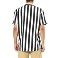 thumbnail image 3 of INSPIRE CHIC Mens Stripe Shirt Short Sleeved Color Block Button Down Beach Shirt M Black, 3 of 7