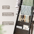 thumbnail image 6 of Blanket Ladder, 5-Tier Farmhouse Wooden Rack with Synthetic Leather Pocket, 4 Removable Hooks, Decorative Leaning Ladder Shelf, Black, 6 of 8