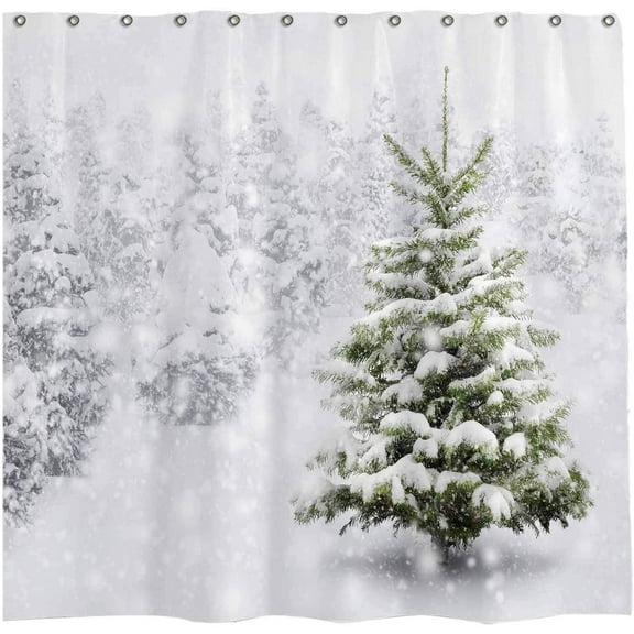 SPXUBZ Merry Christmas Snowflake Shower Curtain Set,Winter Blue Waterproof 72x72 inch with 12 Hooks