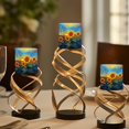 thumbnail image 4 of Kuiaobaty Waterproof Flameless LED Battery Votive Candles with Remote for Wedding Beach Party Decor 4 Packs Pillar Fake Candles with Colored Light Sunset Glow Sunflower Leaf Pattern, 4 of 7
