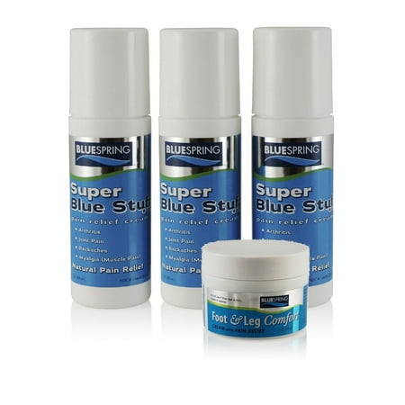 Buy 3 Super Blue Stuff OTC 3-oz. roll-ons, Get 1 Free Foot and Leg Comfort 1-oz.