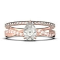 thumbnail image 1 of Gorgeous Art Deco 1.75 Carat Pear Cut Diamond Moissanite Engagement Ring,One Matching Band, Twisted Band Wedding Ring in 925 Sterling Silver With 18k Rose Gold Plating Gift For Her, 1 of 4