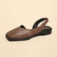 thumbnail image 5 of hoksml Women's Square Toe Slingback Flats, Elastic Back Strap Low Heel Dress Shoes, Red Coffee, 5 of 9