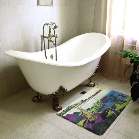ArtVerse Hokusai River Farm Bath Mat Purple 21 x 34