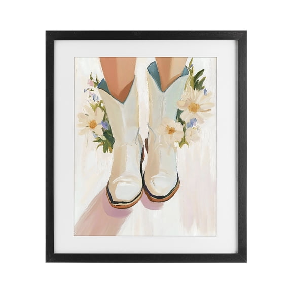 Stupell Industries Blooming Cowgirl Boots Black Framed Print Under Glass, design by The Prints Vibe