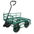 thumbnail image 6 of Gzxs Garden Cart, Heavy Duty 600 Lbs Capacity Mesh Steel Garden Cart with Removable Sides to Convert into Flatbed, Utility Metal Wagon with Adjustable Handle and 10 in Tires, Green, 6 of 7