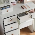 thumbnail image 7 of Vanity Desk with Mirror with Lights, Makeup Vanity with LED Ligted Mirror, Vanity Table Set with 5 Drawers and Stool, Shelves, Vanity Makeup Table with Mirror for Bedroom, White, 7 of 7