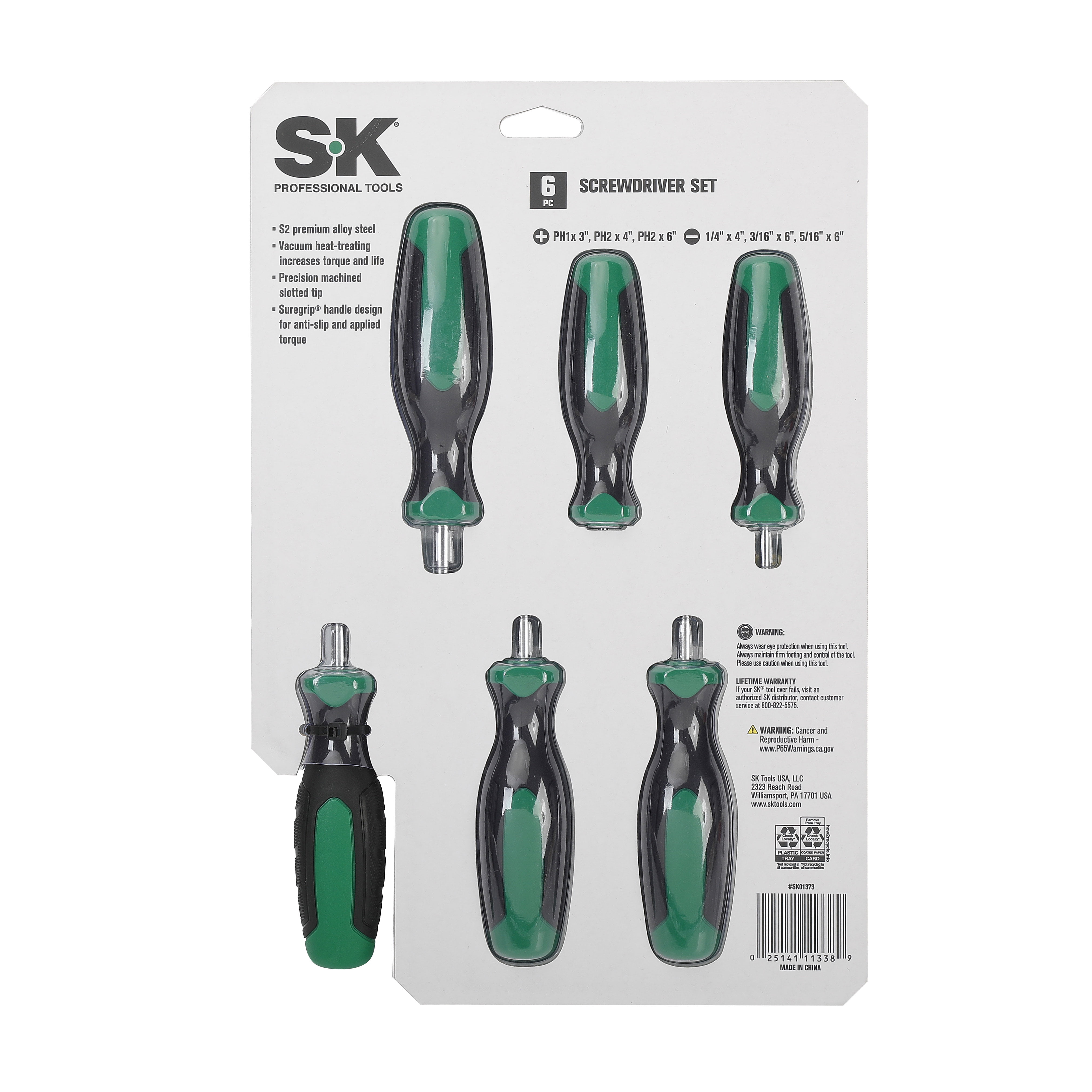 SK Hand Tools SK01373 6pc Pro Grip Screwdriver Set