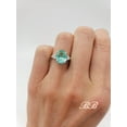 thumbnail image 4 of 9x7mm - 10x8mm Oval Cut Lab Created Sea Foam Blue Green Spinel, Cubic Zirconia Accents, Three Stone Ring, Sterling Silver, 4 of 4