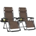 thumbnail image 1 of Outsunny Ensemble de 2 Chaises à Gravité Zéro avec Porte-Gobelet, Appuie-Tête, Brun, 1 of 10