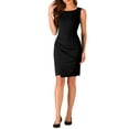 thumbnail image 1 of INSPIRE CHIC Vestido Elegante de Mujer con Cuello Barco Sin Mangas y Pliegues, Vestido Sheath de Oficina, Color Negro, 1 of 6