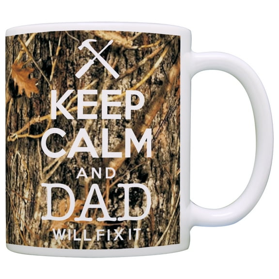 ThisWear Woodland Camo Keep Calm and Dad Will Fix It 11 ounce Coffee Mug Camo