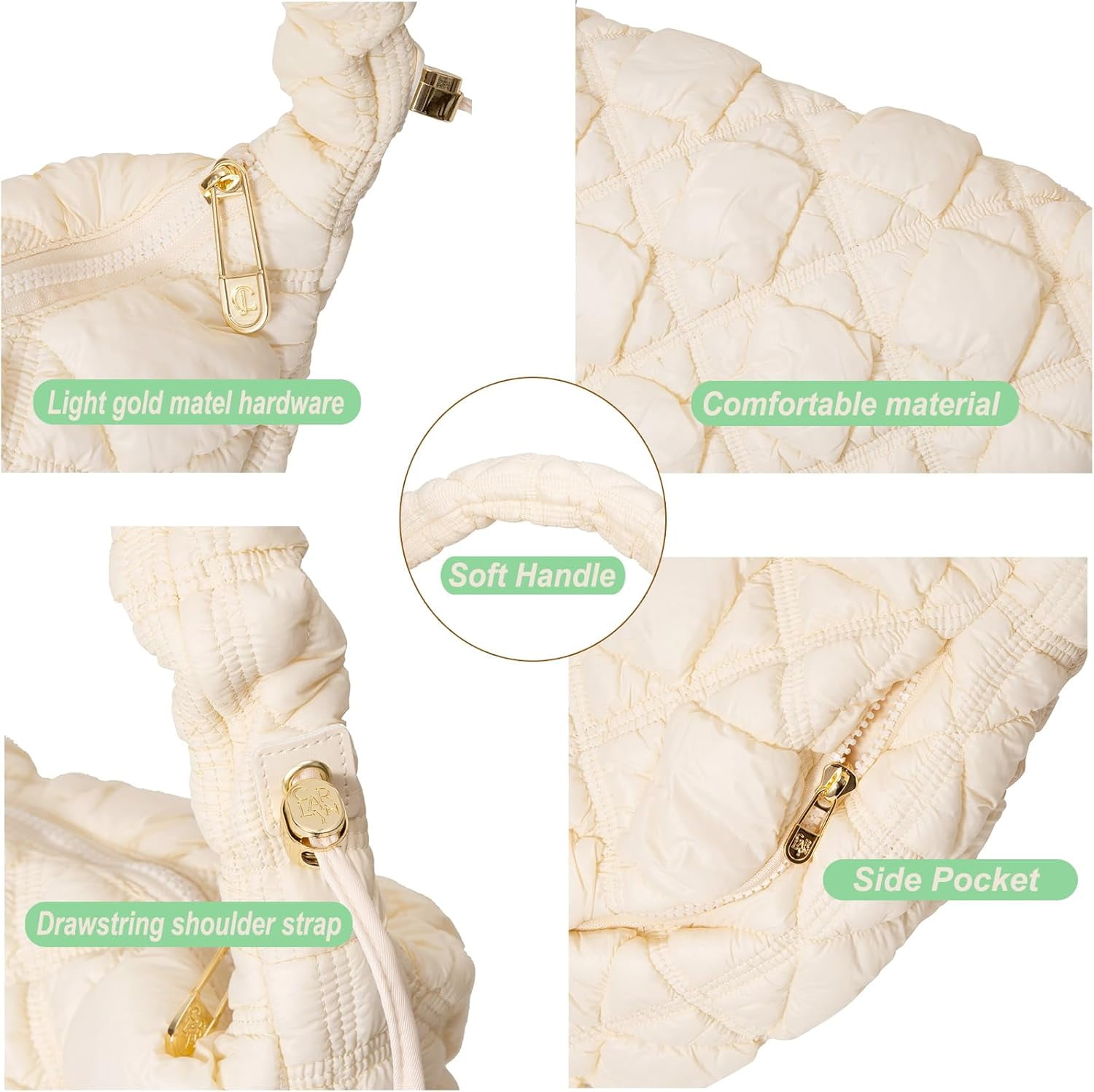 Quilted Shoulder Bag Puffer Handbag Crossbody Purse Padded Cloud Hobo Bag with Adjustable Strap