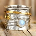 thumbnail image 3 of Womens Star Moon Crystal Ring Two Tone Wide Turning Alloy Electroplated Band Artificial Gemstones Inlay Antique Silver Finish Jewelry Ring, 3 of 5
